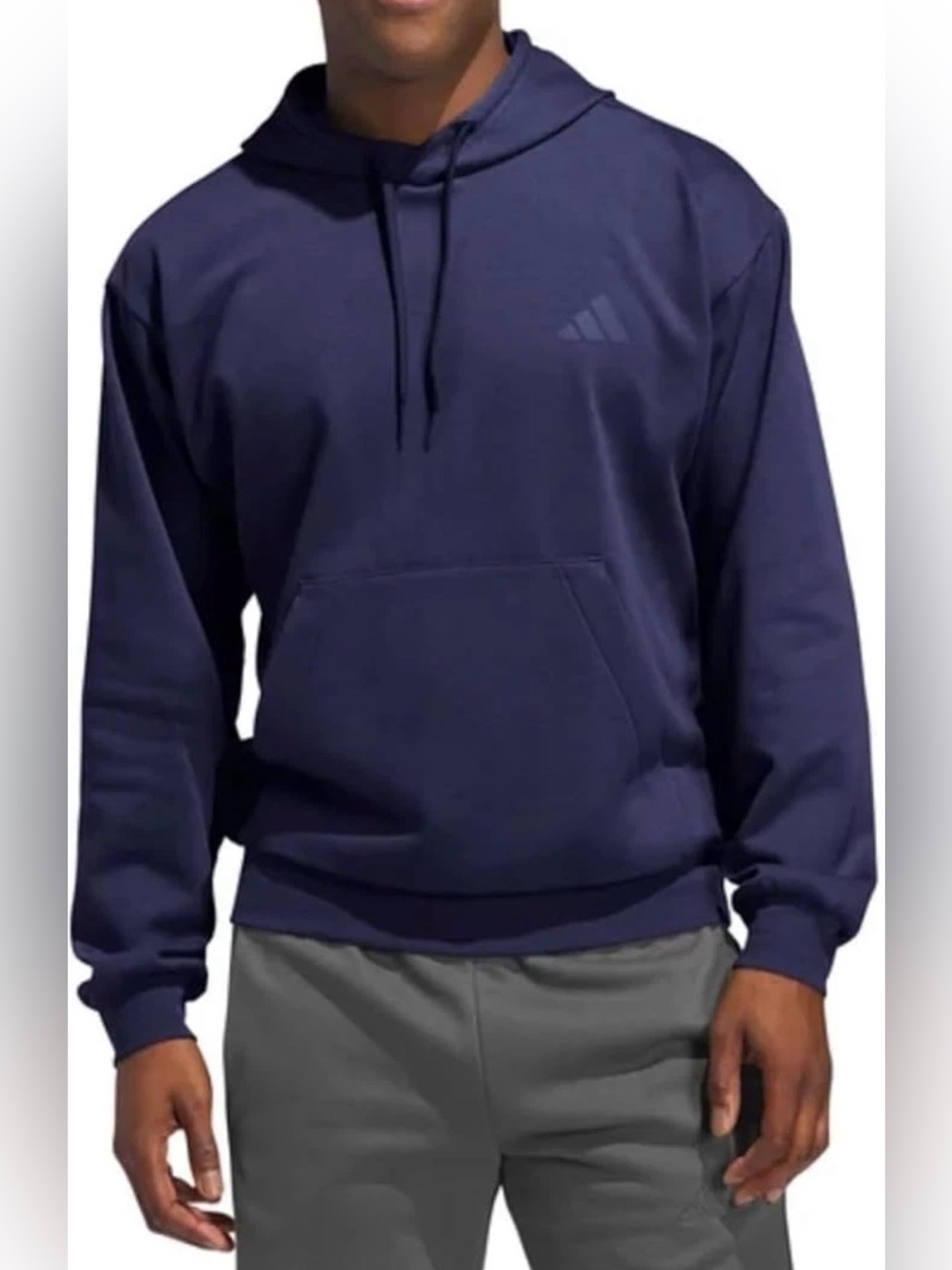 NEW Adidas Men's Fleece Pullover Hoodie Drawstring Blue Mens Size Large L, XL